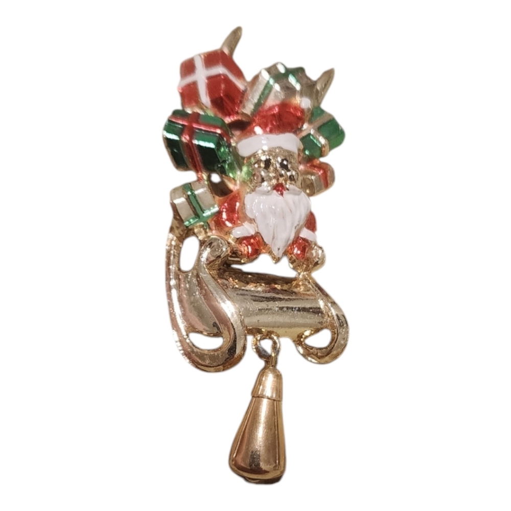 Vintage Santa And His Sleigh Broocch